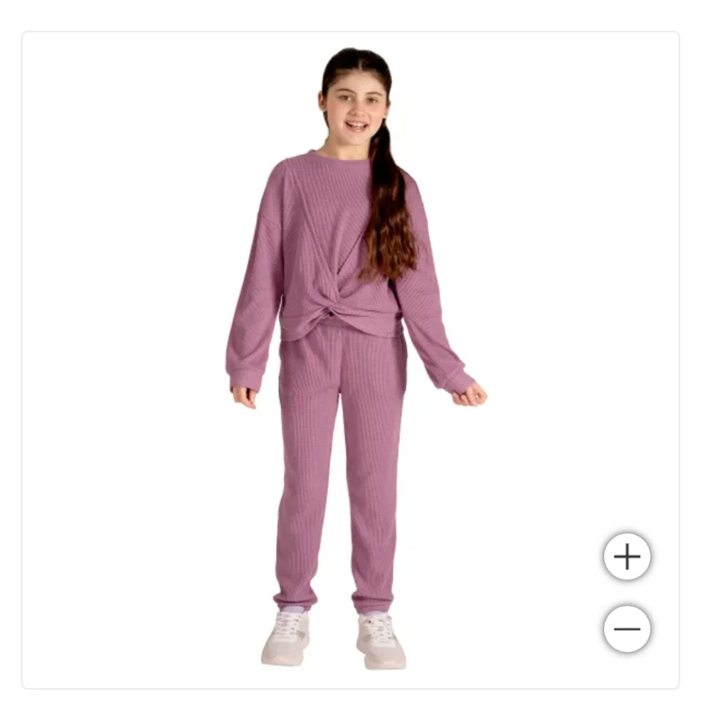New! Gerry Youth girls 2-piece Waffle Set Front Twist-knot Detail Pink Size XS 6